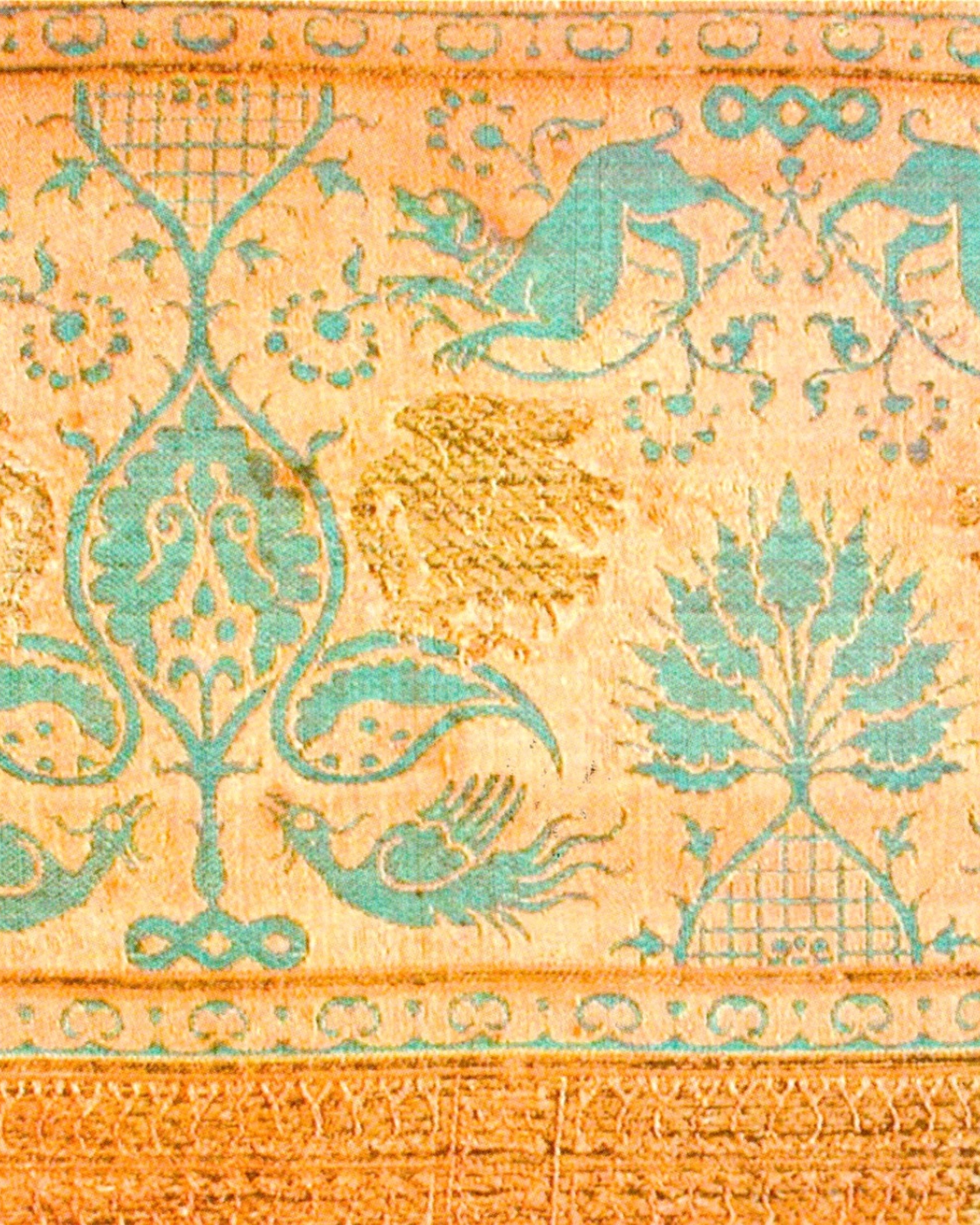 Tessuto a bande orizzontali con palmette e animali, lampasso, seta e filo metallico, Italia (Lucca), metà del XIV secolo (Monaco, Bayerisches Nationalmuseum)
Textile with horizontal bands featuring palmettes and animals, lampas, silk and metal thread, Italy (Lucca), mid-14th century (Munich, Bayerisches Nationalmuseum)